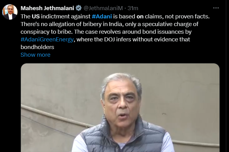 Jethmalani discusses the US case against Adani.